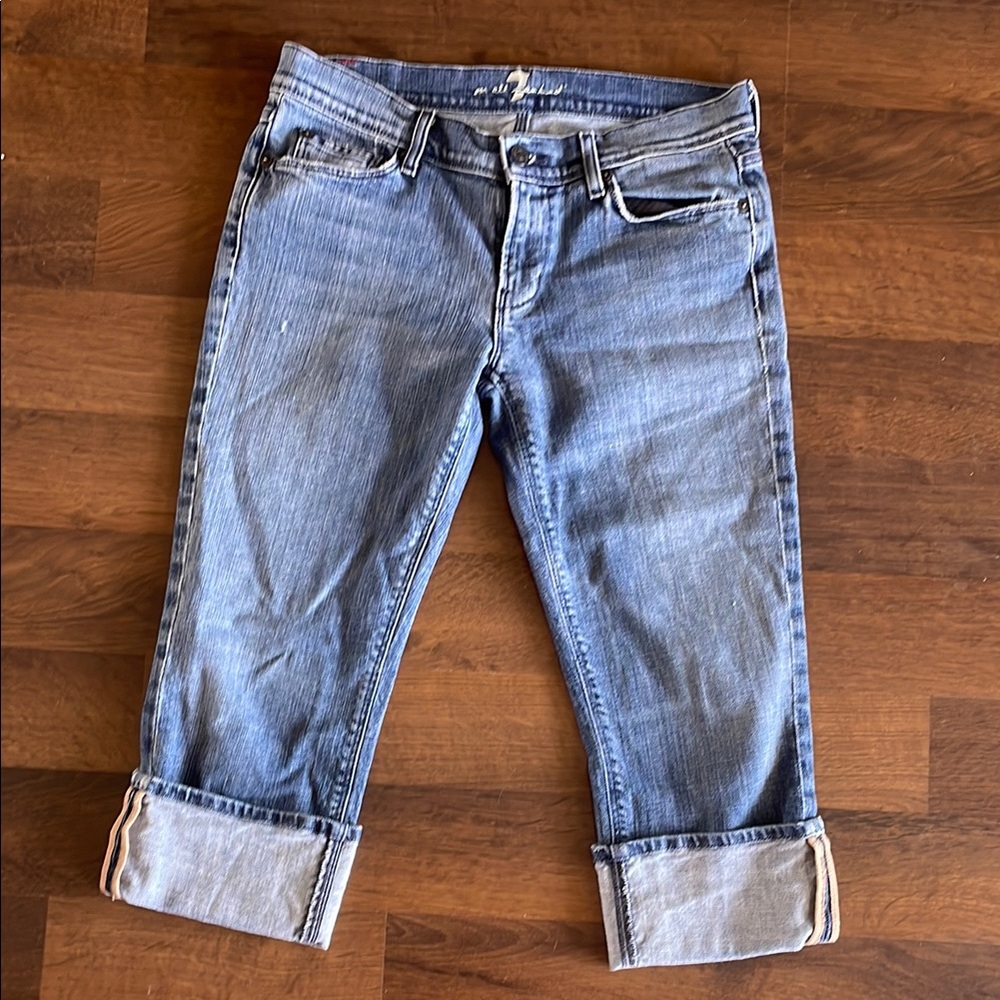 7 For All Mankind Blue Cropped Jeans